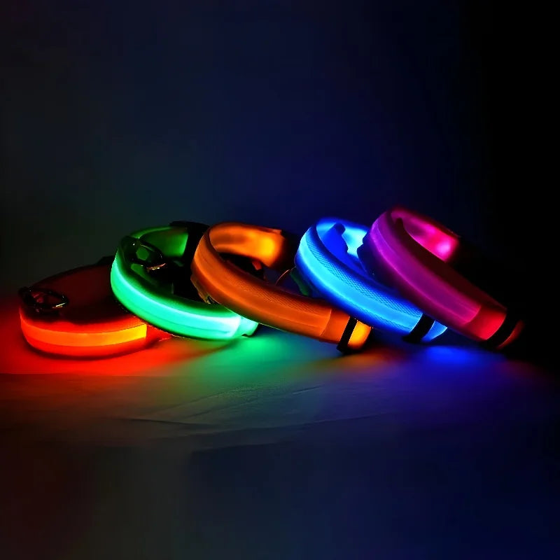 LED Dog Collar Nylon Glow In The Dark Safety-3
