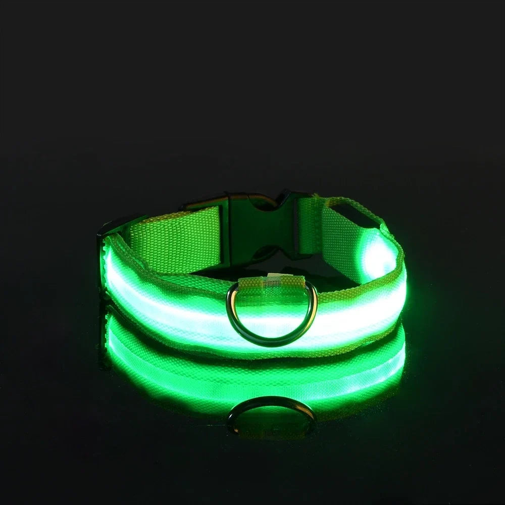 LED Dog Collar Nylon Glow In The Dark Safety-9