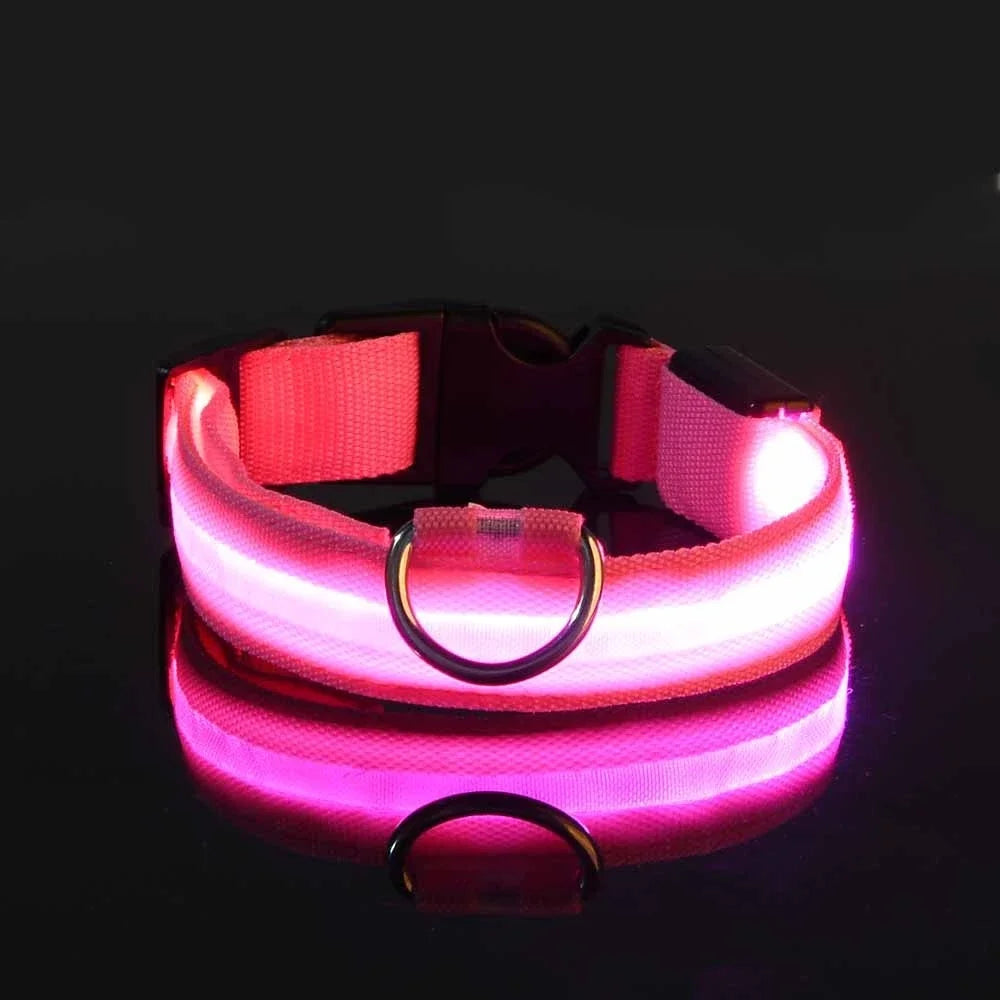 LED Dog Collar Nylon Glow In The Dark Safety-6